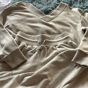 NWOT Cozy Beige V-Neck Lounge Set